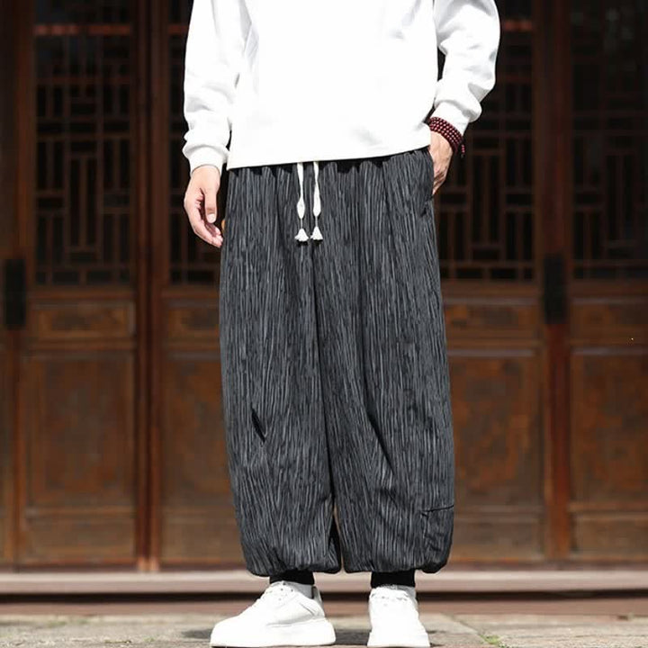 Buddha Stones Pantaloni corti da uomo in velluto a coste, stile boho, casual, autunno/inverno, con coulisse, modello harem e tasche. - image 28