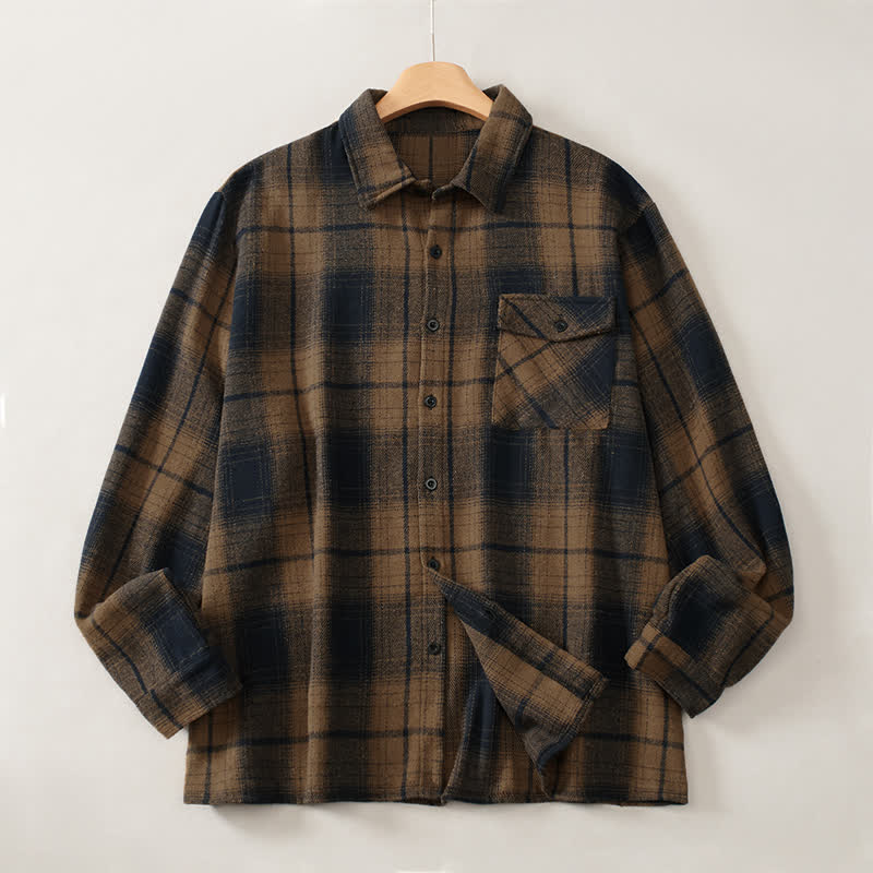 Buddha Stones Camicia da uomo vintage a maniche lunghe con bottoni e taschino sul petto, ideale per autunno/inverno. - image 1