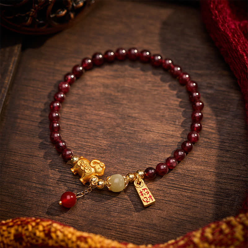 Buddha Stones Anno della Capra Granato Pecora Carina Agnello Fu Personaggio Monete Bracciale di Protezione - image 18