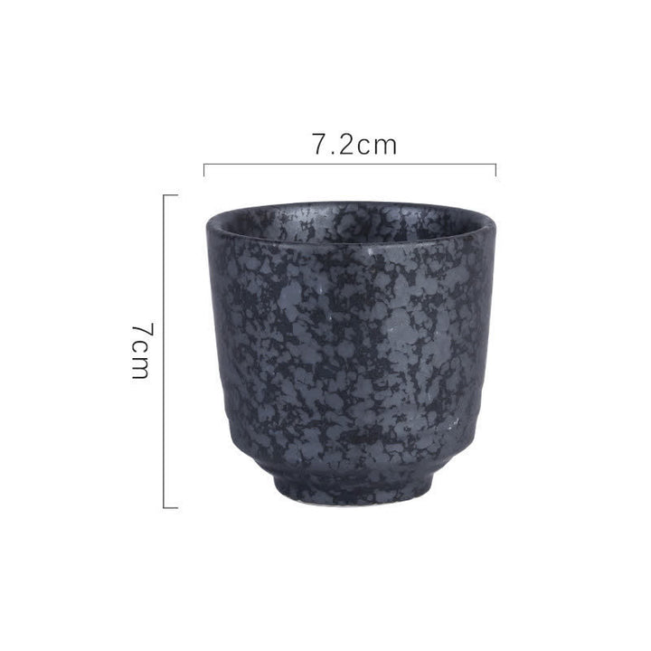 Buddha Stones Tazza da tè in ceramica Purity da 150 ml con decorazione dipinta a mano a forma di fiore di loto, uccello, carpa koi e salice. - Nero maculato, circa 7,2 × 7 cm - 101-200 ml - image 2