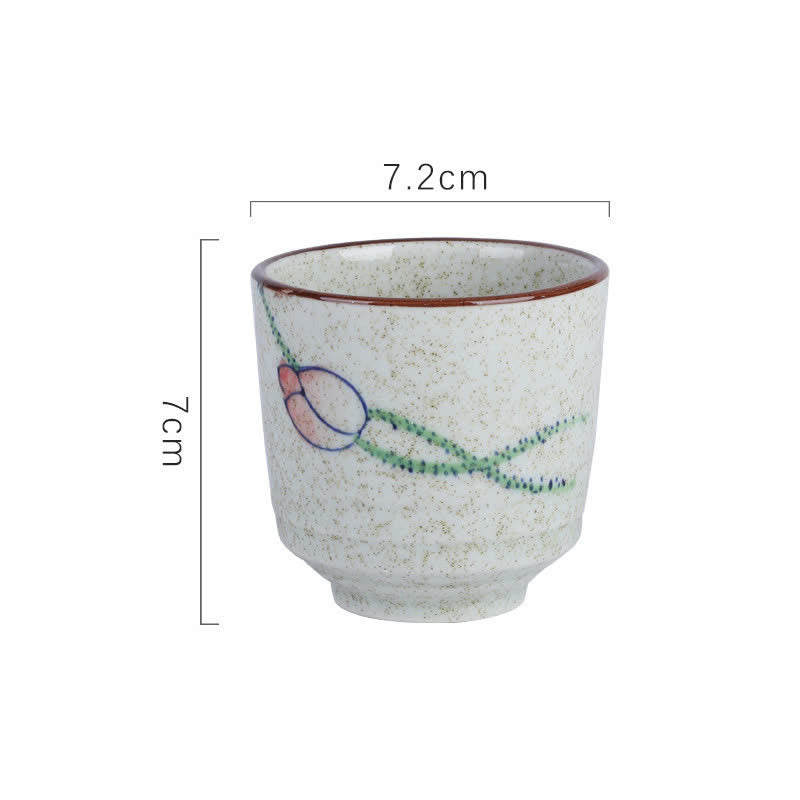 Buddha Stones Tazza da tè in ceramica Purity da 150 ml con decorazione dipinta a mano a forma di fiore di loto, uccello, carpa koi e salice. - Loto, circa 7,2 × 7 cm - 101-200 ml - image 5