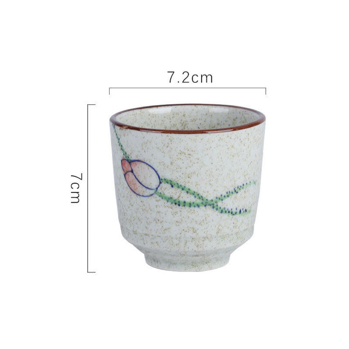 Buddha Stones Tazza da tè in ceramica Purity da 150 ml con decorazione dipinta a mano a forma di fiore di loto, uccello, carpa koi e salice. - Loto, circa 7,2 × 7 cm - 101-200 ml - image 5