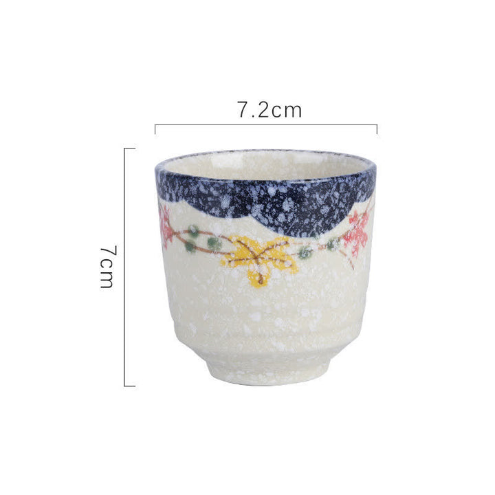 Buddha Stones Tazza da tè in ceramica Purity da 150 ml con decorazione dipinta a mano a forma di fiore di loto, uccello, carpa koi e salice. - Multicolore. Dimensioni approssimative: 7,2 × 7 cm. - 101-200 ml - image 1