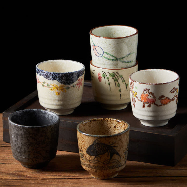 Buddha Stones Tazza da tè in ceramica Purity da 150 ml con decorazione dipinta a mano a forma di fiore di loto, uccello, carpa koi e salice. - image 16