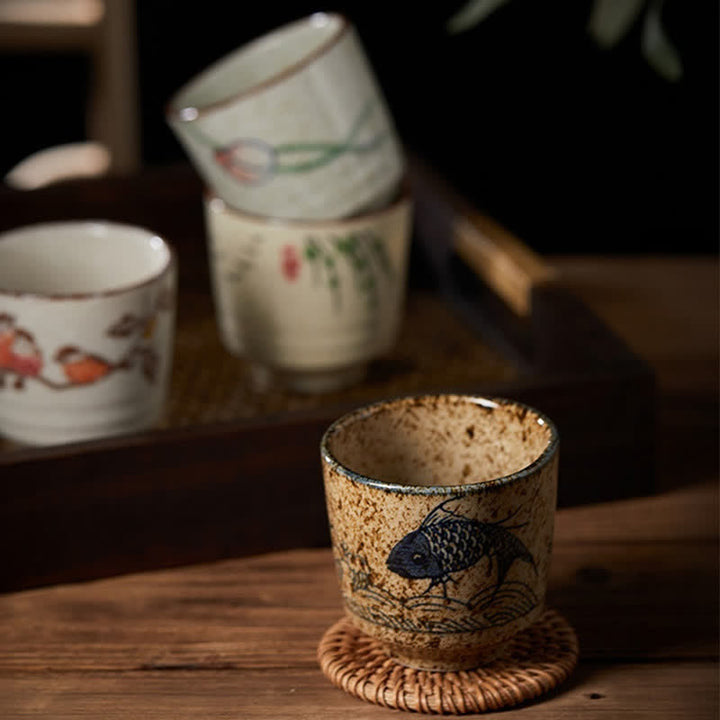 Buddha Stones Tazza da tè in ceramica Purity da 150 ml con decorazione dipinta a mano a forma di fiore di loto, uccello, carpa koi e salice. - image 19