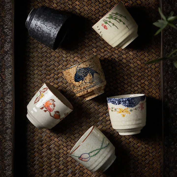 Buddha Stones Tazza da tè in ceramica Purity da 150 ml con decorazione dipinta a mano a forma di fiore di loto, uccello, carpa koi e salice. - image 17