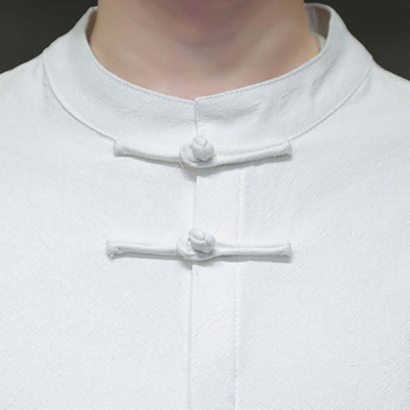 Buddha Stones Camicia da uomo a maniche lunghe, stile Spring Tang, minimalista, con bottoni a rana, tinta unita. - image 9