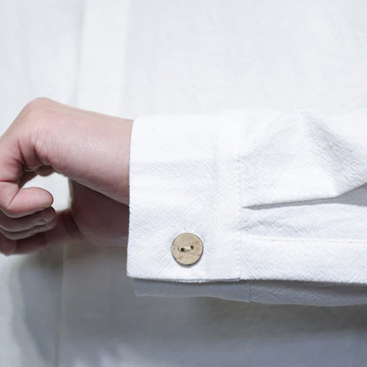 Buddha Stones Camicia da uomo a maniche lunghe, stile Spring Tang, minimalista, con bottoni a rana, tinta unita. - image 13