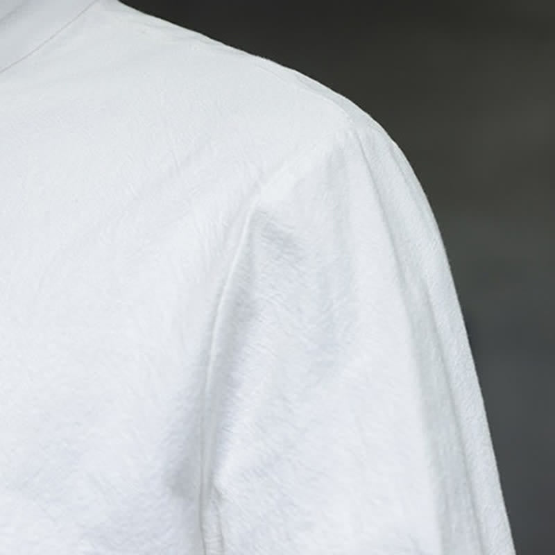 Buddha Stones Camicia da uomo a maniche lunghe, stile Spring Tang, minimalista, con bottoni a rana, tinta unita. - image 11
