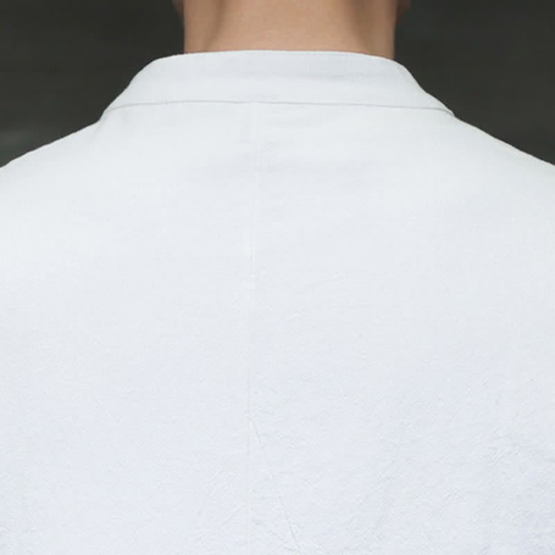 Buddha Stones Camicia da uomo a maniche lunghe, stile Spring Tang, minimalista, con bottoni a rana, tinta unita. - image 10