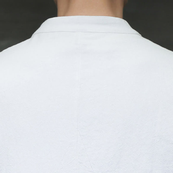 Buddha Stones Camicia da uomo a maniche lunghe, stile Spring Tang, minimalista, con bottoni a rana, tinta unita. - image 10
