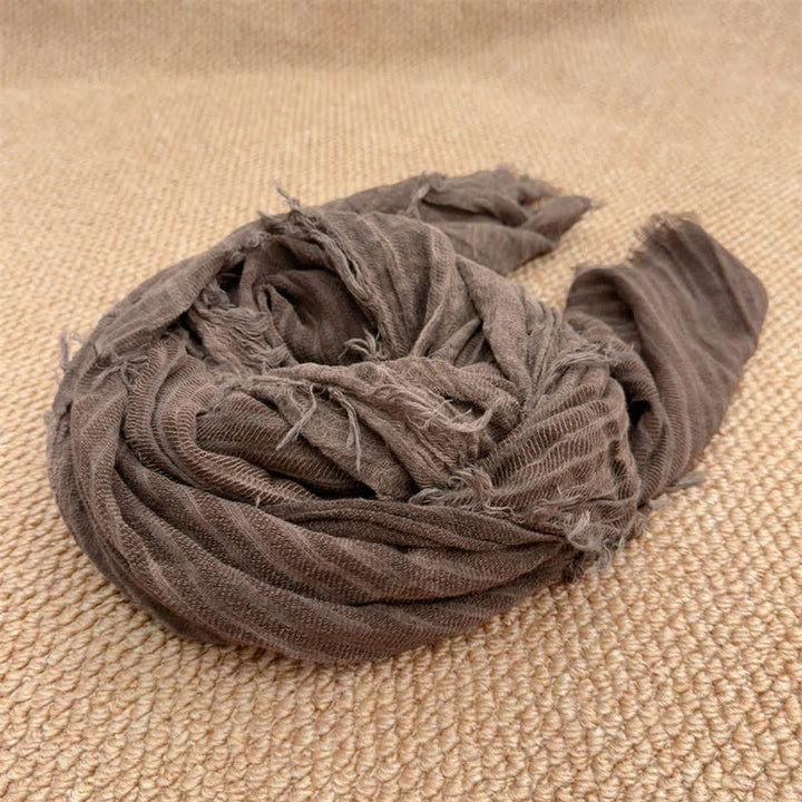 Buddha Stones Sciarpa da donna con texture a righe verticali e nappine, ideale per autunno/inverno. - image 15