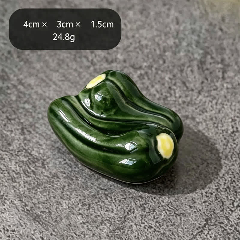 Buddha Stones Mini porta bacchette da tavolo in ceramica con design a forma di verdura. - Peperone (verde scuro) Circa 4 × 3 × 1,5 cm - Ceramica - image 42
