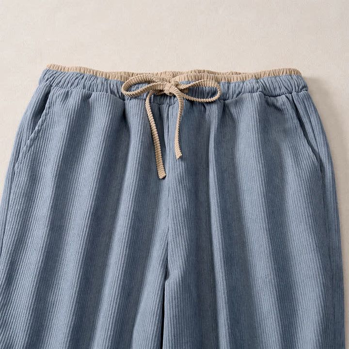 Pantaloni da donna con coulisse in cotone e lino casual tinta unita Buddha Stones con tasche - image 10