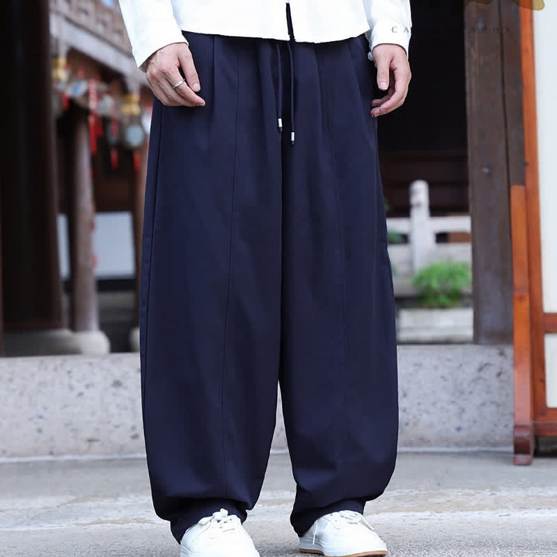 Buddha Stones Pantaloni lunghi da uomo primaverili, casual, minimalisti, con coulisse, a gamba dritta e tasche. - image 1