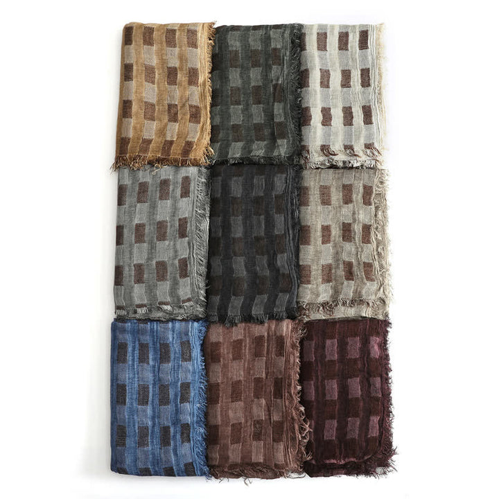 Buddha Stones Sciarpa casual da uomo con patchwork geometrico e nappe, perfetta per l'autunno. - image 12