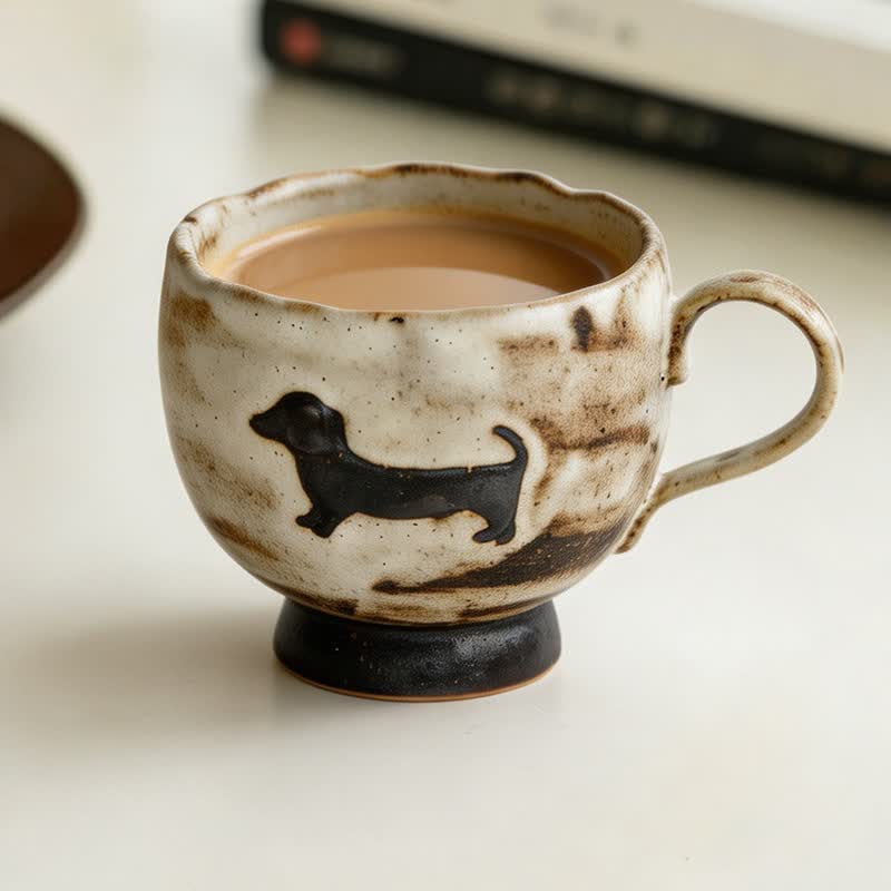 Buddha Stones Tazza in ceramica con design a bassotto, 250 ml - Tazza con bassotto nero - Ceramica - image 0
