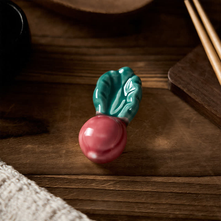 Buddha Stones Mini porta bacchette da tavolo in ceramica con design a forma di verdura. - image 3
