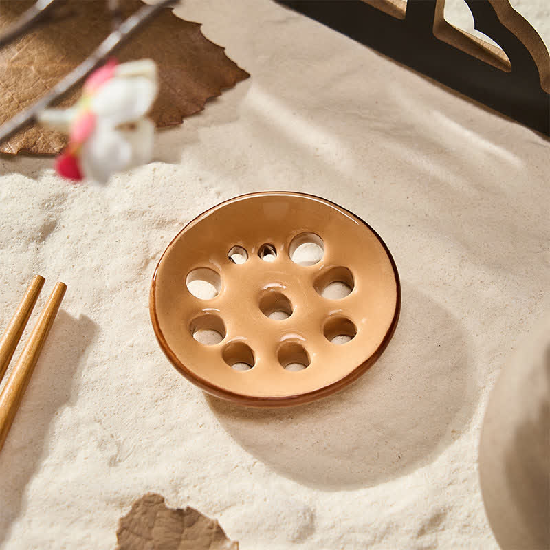 Buddha Stones Mini porta bacchette in ceramica stile alimentare - Fette di radice di loto di circa 5 × 4,5 × 1 cm - image 2
