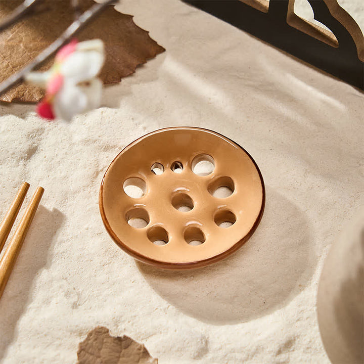 Buddha Stones Mini porta bacchette in ceramica stile alimentare - Fette di radice di loto di circa 5 × 4,5 × 1 cm - image 2