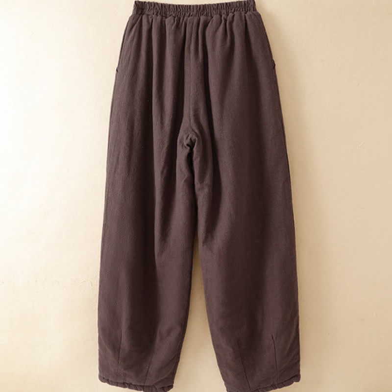 Buddha Stones Pantaloni lunghi da donna a gamba dritta con coulisse, tinta unita, per autunno/inverno, casual, con tasche. - image 1