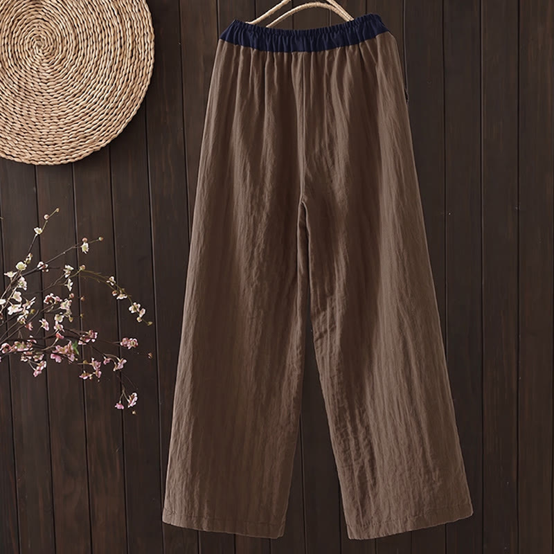 Buddha Stones Pantaloni da donna a gamba dritta con coulisse, stile retrò, per autunno/inverno, semplici e comodi, con tasca. - image 1