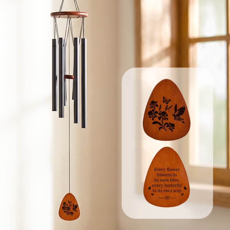 Buddha Stones Carillon a vento a forma di farfalla trasformabile in legno e tubi di alluminio - Farfalla di fiore - image 0