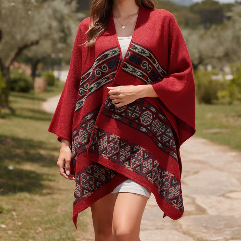 Buddha Stones Mantella da donna a spirale geometrica stile boho autunno/inverno. - image 0