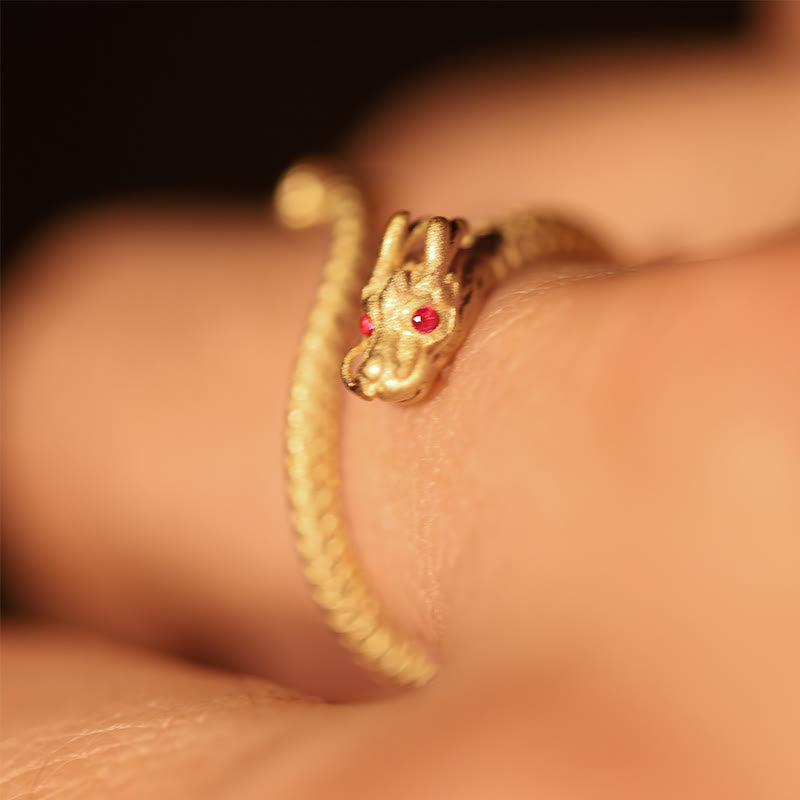 Anello regolabile in argento sterling 925 Buddha Stones, vintage, anno del drago, protezione della fortuna e della forza