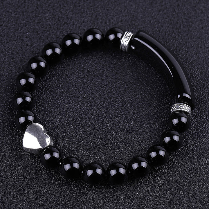 Bracciale unisex a forma di cuore con perline di cristallo naturale