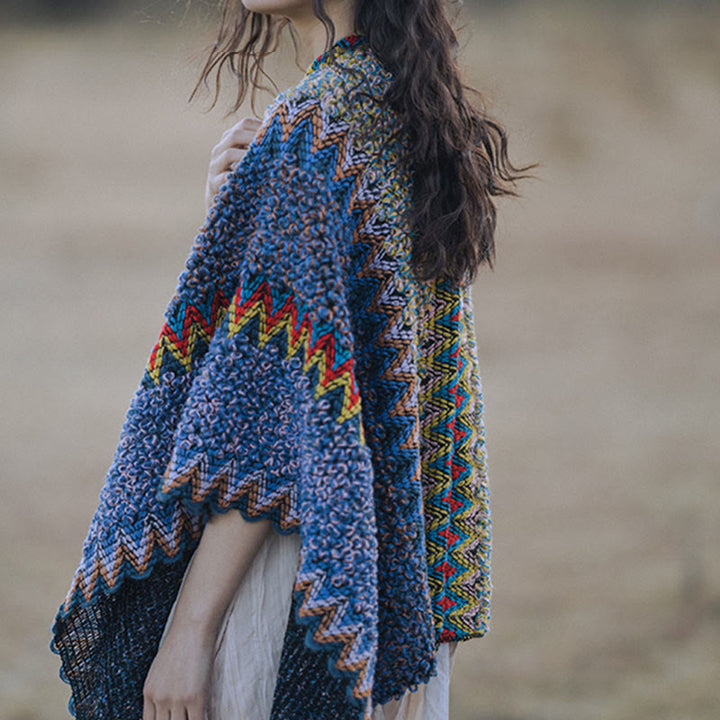 Scialle tibetano Buddha Stones, morbido e caldo, mantello lavorato a maglia, sciarpa tibetana invernale con nappe - image 7