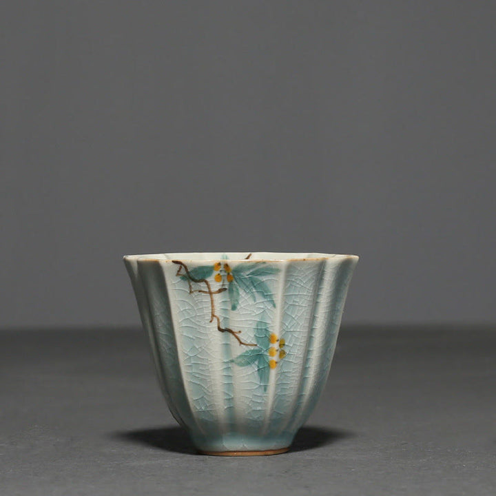 Buddha Stones Nespolo giapponese Corniolo Biancospino Morning Glory Tazza da tè in ceramica Tazza da tè Kung Fu