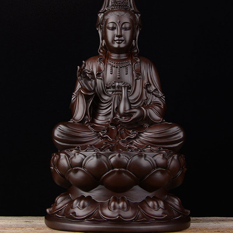 Buddha Stones Avalokitesvara Ebano Loto Armonia Benedizione Decorazione della casa - image 3