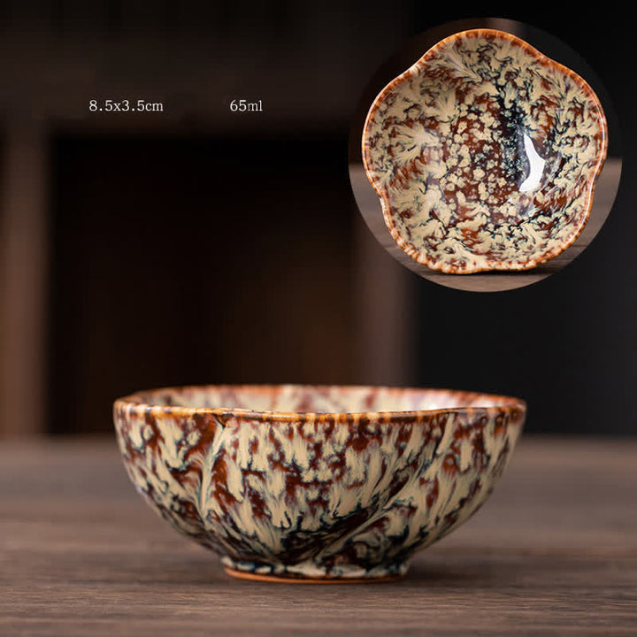 Buddha Stones Peach Blossom Pattern Tazza da tè in ceramica Tazze da tè a forma di fiore
