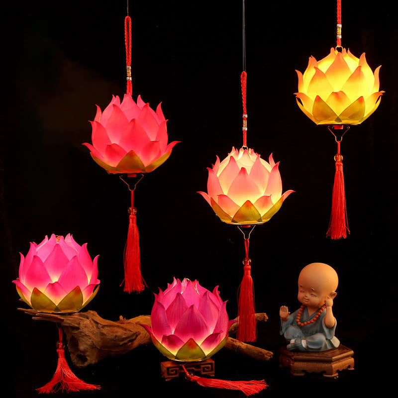 Decorazione lampada lanterna drago fiore di loto fai da Buddha Stones - image 1
