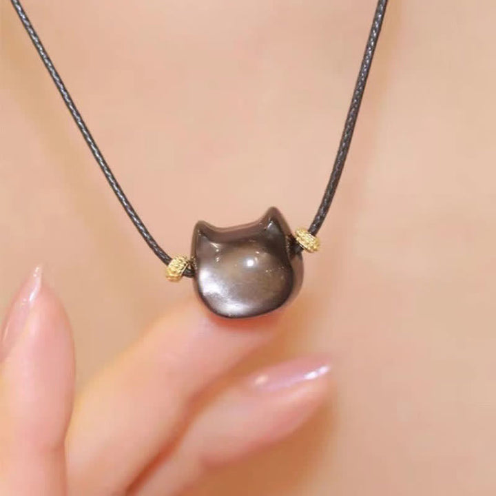 Braccialetto di protezione con gatto portafortuna e zampa adorabile , Buddha Stones, ossidiana lucida d'oro, ossidiana lucida d'argento - image 41