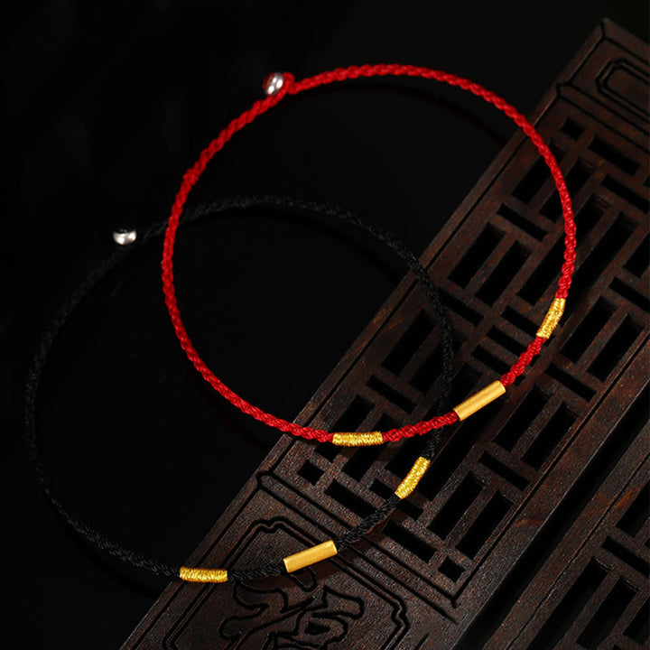 Braccialetto di protezione intrecciato a quattro fili con Buddha Stones in oro 999 con nodi dei desideri, fatto a mano