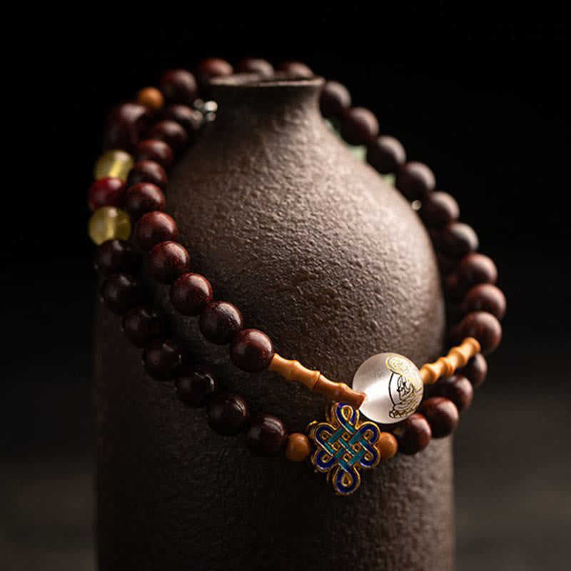 Buddha Stones Zodiaco cinese Buddha natale Agata rossa Piccola foglia Sandalo rosso Cinabro Amuleto Benedizione Bracciale a doppio giro