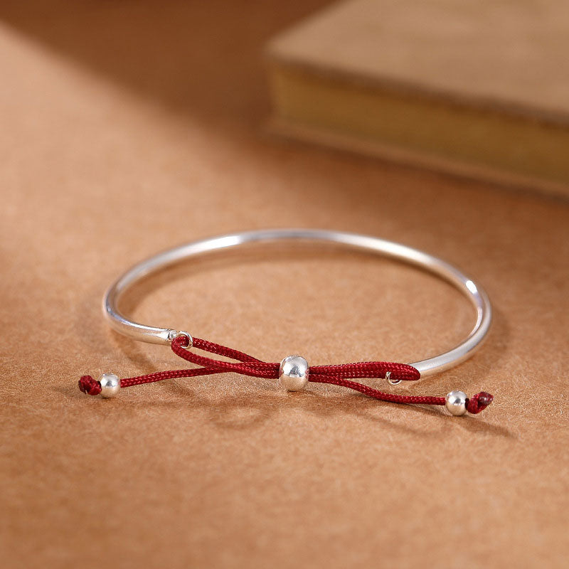 Braccialetto con nodo curativo in corda rossa in argento sterling 925 Buddha Stones