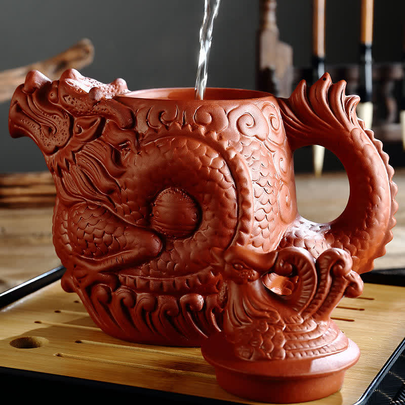 Teiera in ceramica vintage Dragon Phoenix