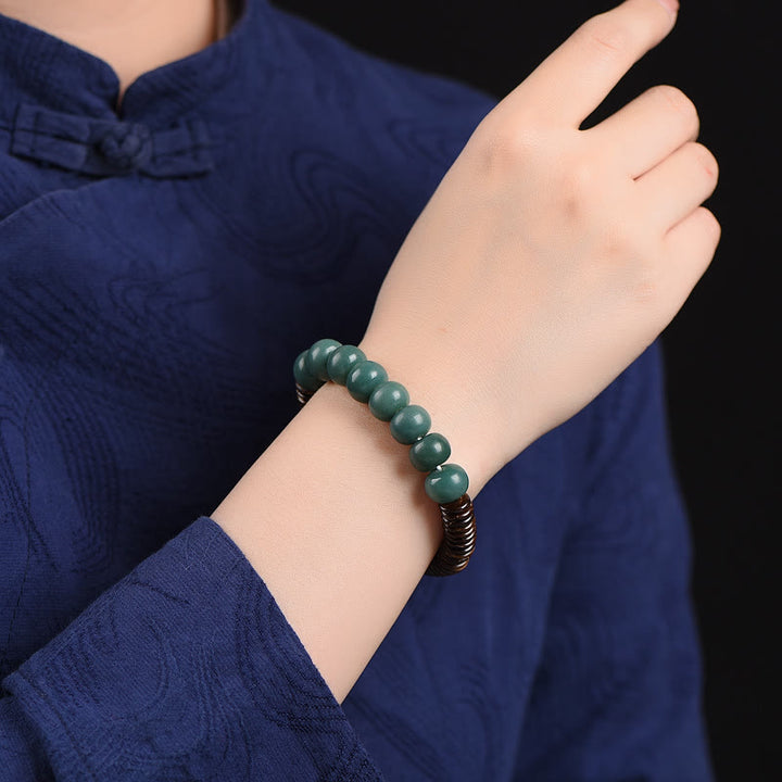 Braccialetto tibetano Bodhi Cyan Seed Dzi Bead Coconut Shell Keep Away Evil Spirits
