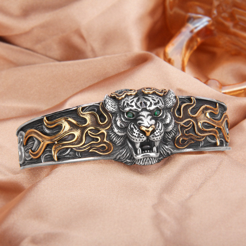 Braccialetto Buddha Stones 925 Sterling Silver Zodiaco Cinese Tigre Tieni Lontani gli Spiriti Maligni