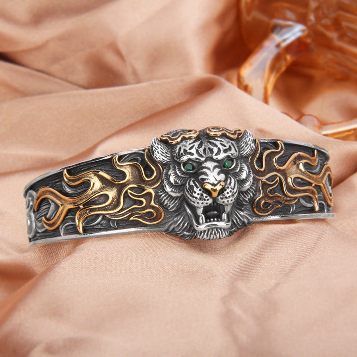 Braccialetto Buddha Stones 925 Sterling Silver Zodiaco Cinese Tigre Tieni Lontani gli Spiriti Maligni