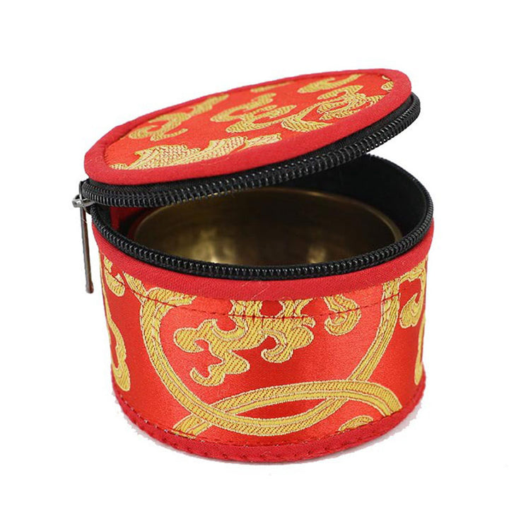 Borsa portaoggetti per ciotola tibetana Buddha Stones con chiusura a cerniera e decorazione