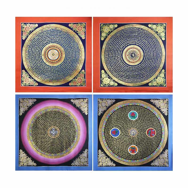 Dipinto Thangka tibetano fatto a mano, benedizione spirituale, scatola cieca, motivo a colori casuali