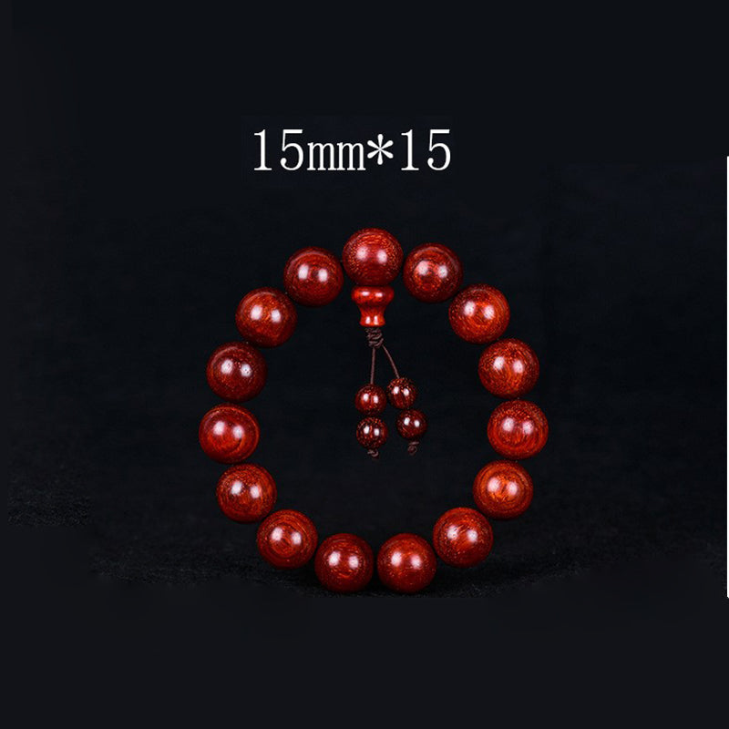 Braccialetto di equilibrio in legno di sandalo rosso con foglia piccola tibetana Buddha Stones