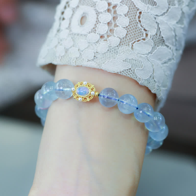 Buddha Stones Braccialetto con ciondolo curativo in perle di agata rossa e acquamarina naturale - image 4