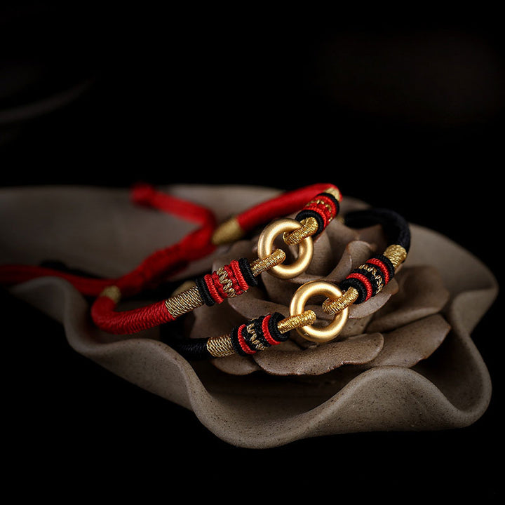 Braccialetto di coppia con corda rossa portafortuna FengShui Buddha Stones