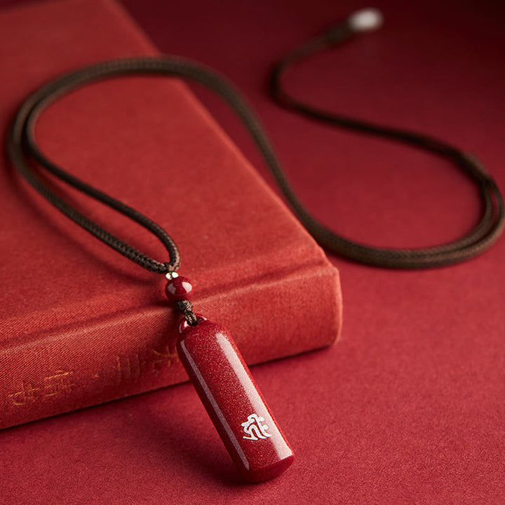 Collana con ciondolo e amuleto in cinabro con Buddha Stones segno zodiacale cinese, protezione con cordino. - image 3