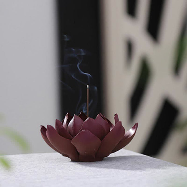 Buddha Stones Tibetano Lotus Pace Positiva Bruciatore di Incenso Decorazione